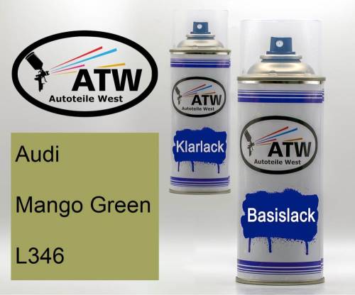 Audi, Mango Green, L346: 400ml Sprühdose + 400ml Klarlack - Set, von ATW Autoteile West.